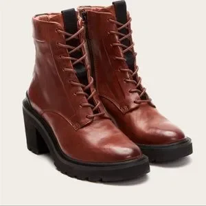 Frye Shoes Frye Savannah Cognac Genuine Leather Womens Lace Up Streetwear Combat 7 75 Poshmark